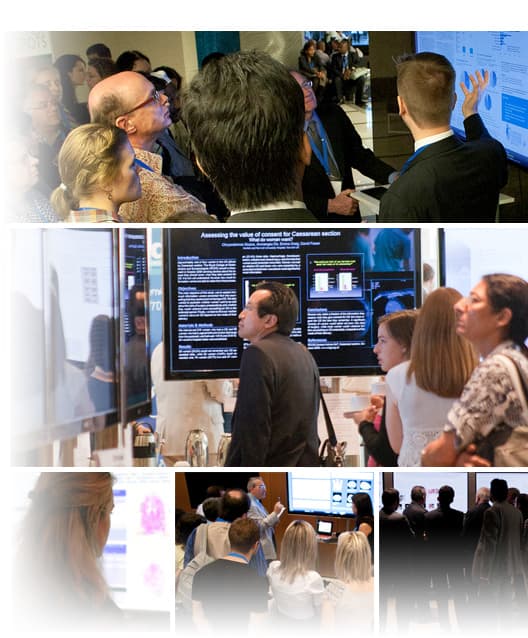 ePostersDisplay graphic showing electronic posters presented on a large screen